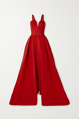 Carolina Herrera Convertible Silk-moire Gown - Red - ShopStyle 